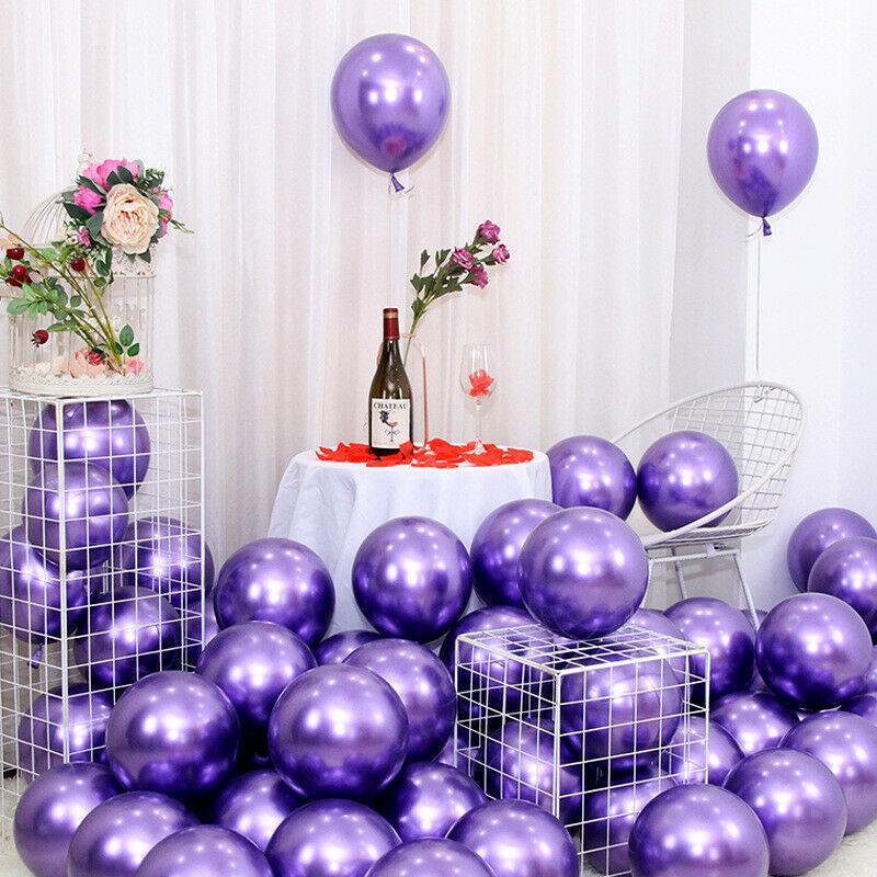 Chrome Metallic Latex Balloons 10 Inch (25 cm) - Purple, Pack of 50 - view 9
