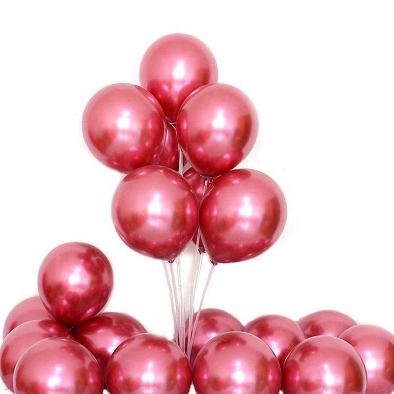 Chrome Metallic Latex Balloons 10 Inch (25 cm) - Red, Pack of 50