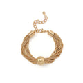 Chunky Ball Pendant Multi-Layer Chain Bracelet - Gold