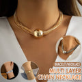 Chunky Ball Pendant Multi-Layer Chain Bracelet - Gold - view 2