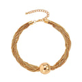 Chunky Ball Pendant Multi-Layer Chain Necklace - Gold