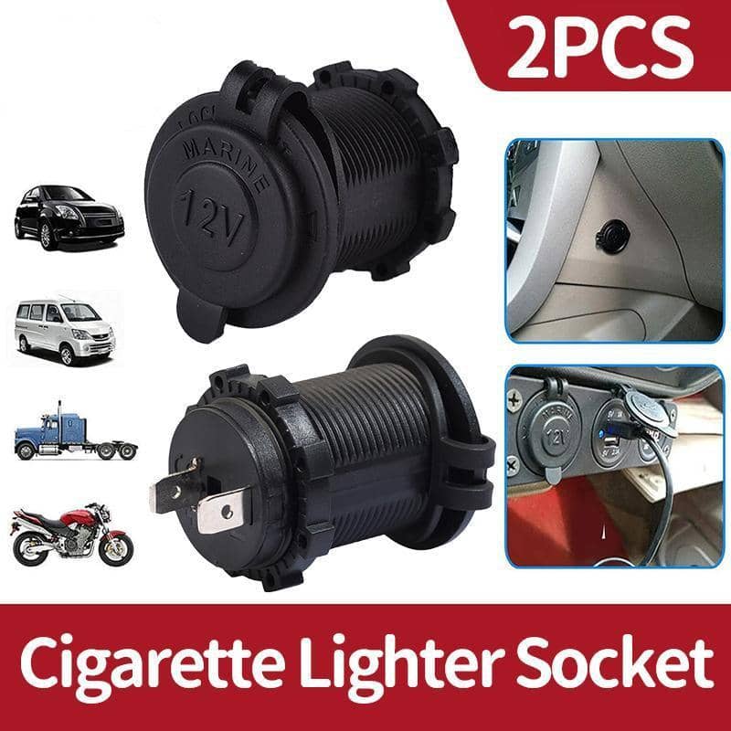 Cigarette Lighter Socket Power Outlet with Cover, 12V-24V - Pack of 2
