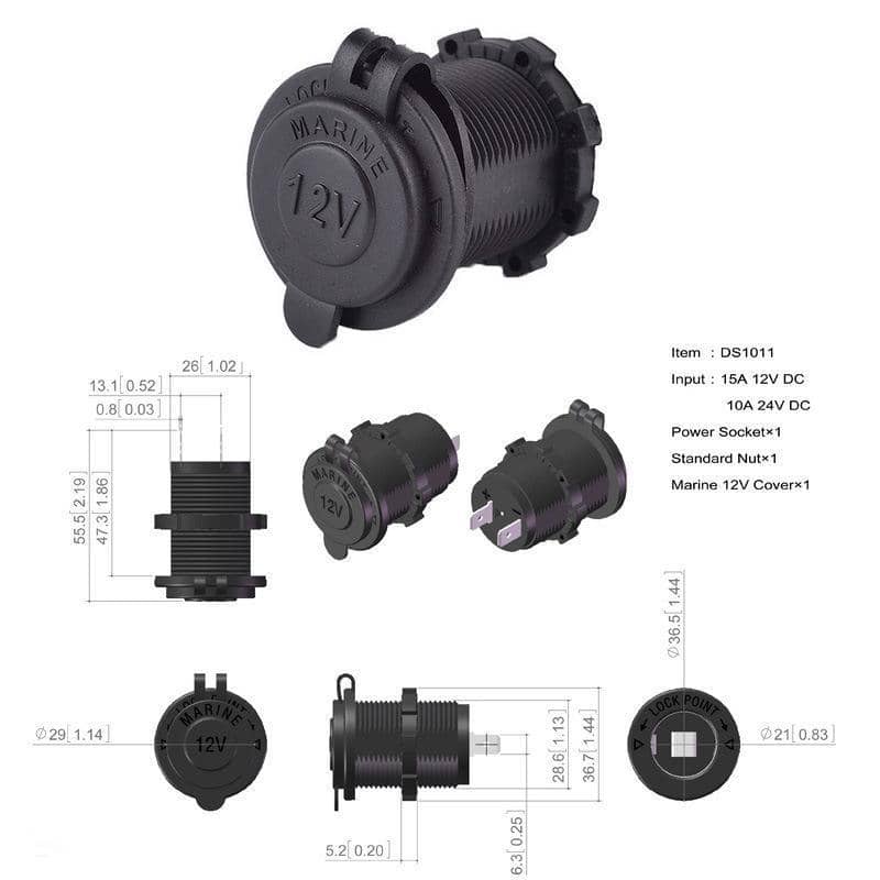 Cigarette Lighter Socket Power Outlet with Cover, 12V-24V - Pack of 2 - view 4