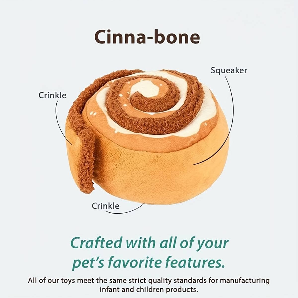 Cinnamon Roll Plush Dog Toy with Squeaker and Crinkle for Puppies - view 4