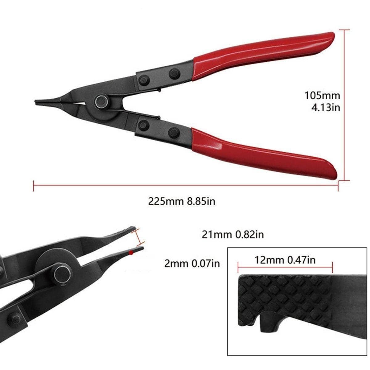 Circlip Spring Snap Ring Pliers, Flat Mouth Carbon Steel Retaining Ring Remover - view 3