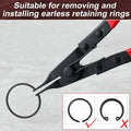 Circlip Spring Snap Ring Pliers, Flat Mouth Carbon Steel Retaining Ring Remover - view 5