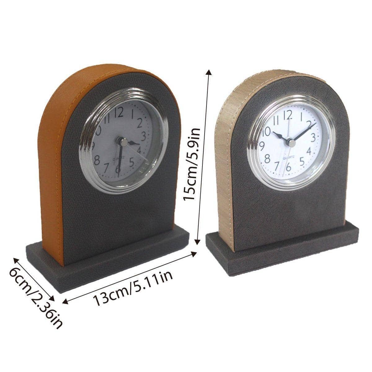 Classic Hotel Alarm Clock Quartz Movement Faux Leather Design with Clear Display - Brown - view 4