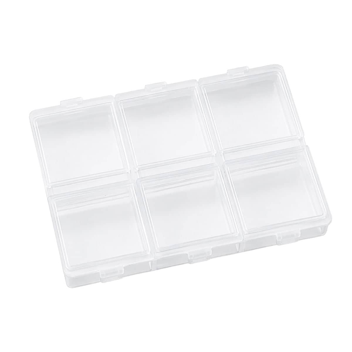 Clear 6 Compartment Parts Storage Boxes, Pack of 30 - Medium (9.2 x 6.7 x 1.5 cm)