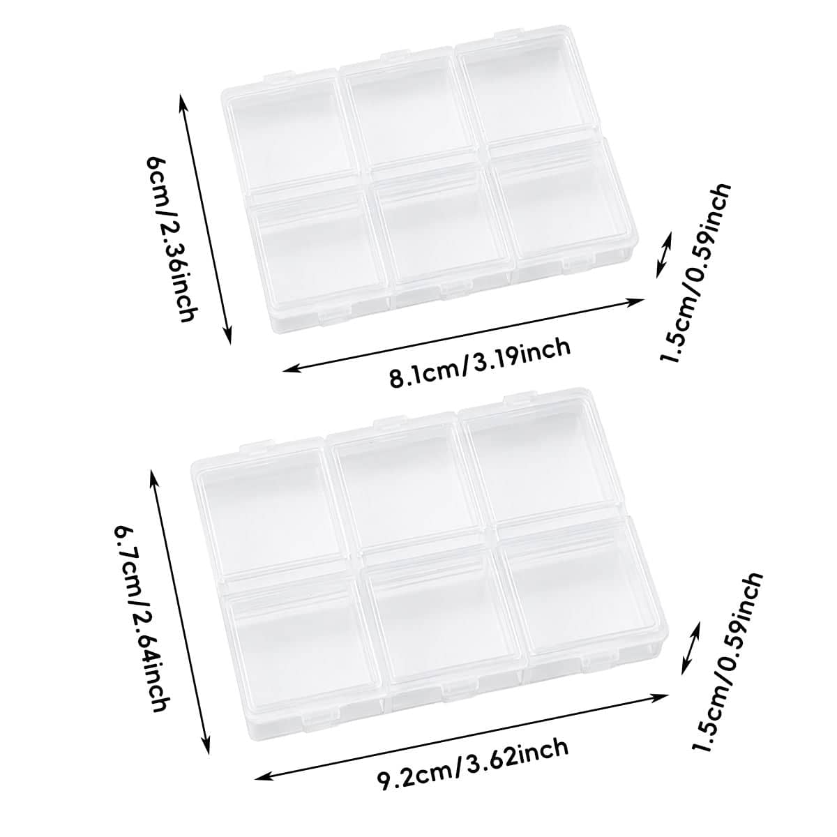 Clear 6 Compartment Parts Storage Boxes, Pack of 30 - Medium (9.2 x 6.7 x 1.5 cm) - view 4