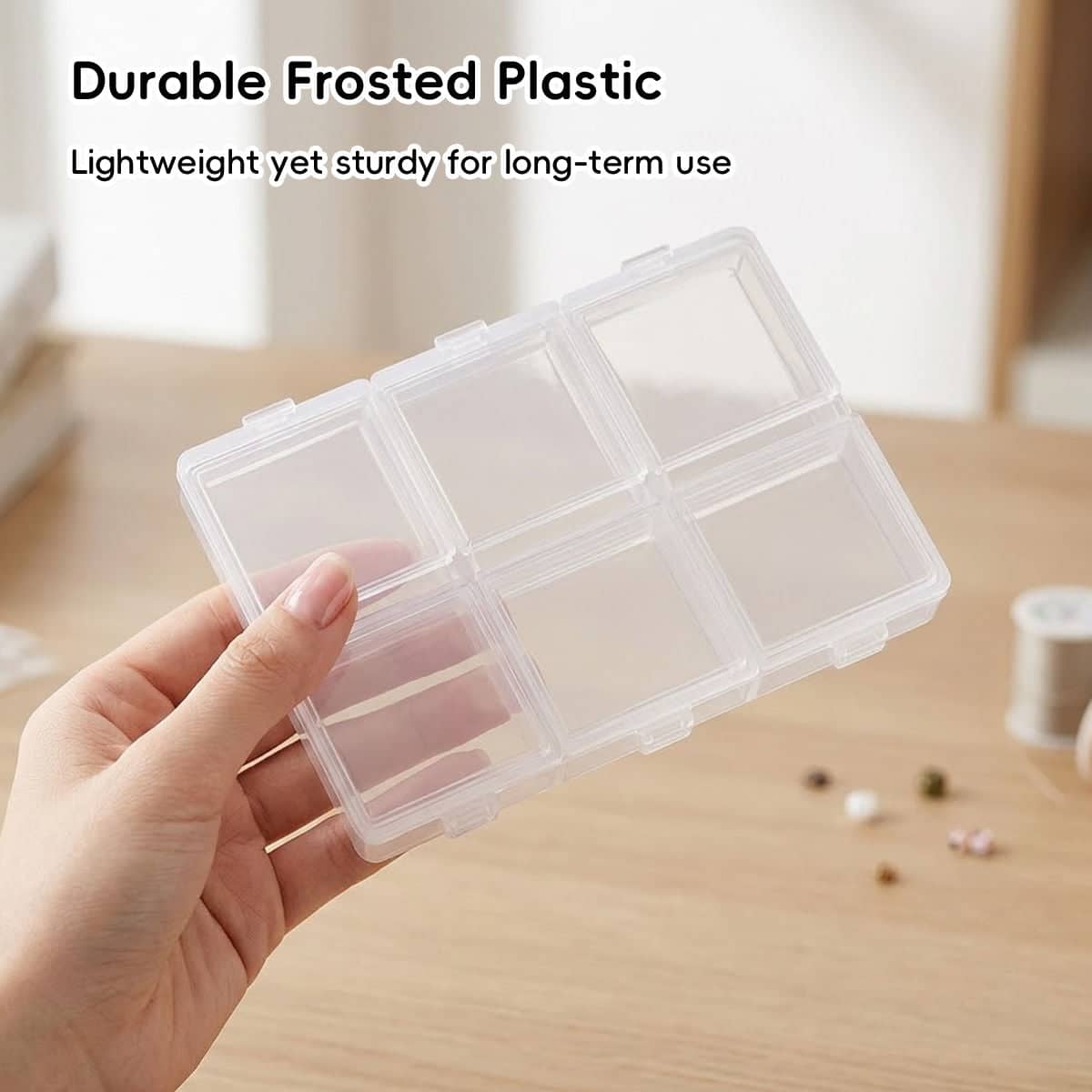 Clear 6 Compartment Parts Storage Boxes, Pack of 30 - Medium (9.2 x 6.7 x 1.5 cm) - view 5