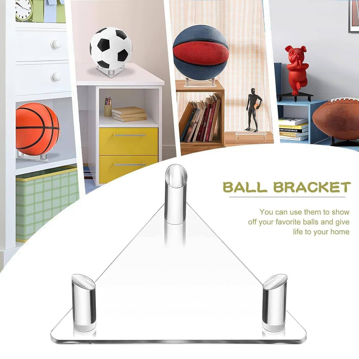 Clear Acrylic Ball Holder Stand for Basketballs, Soccer Balls and Volleyballs, Pack of 2 - view 5