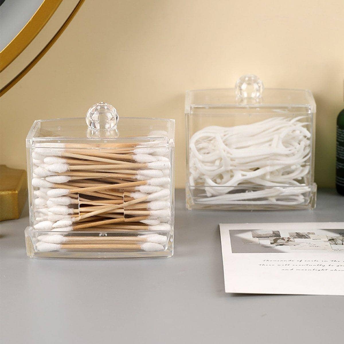 Clear Acrylic Cotton Swab Organiser Box for Makeup Buds - Clear, Pack of 5 - view 5