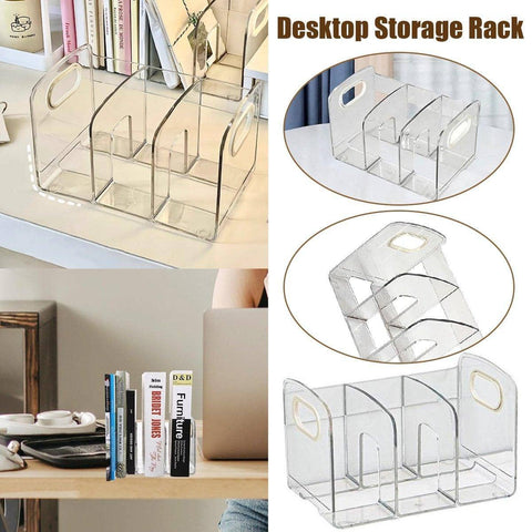 Clear Acrylic Desktop Organiser, Book Stand, File Rack and Pen Holder with Handles