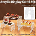 Clear Acrylic Dessert Display Risers Set of 10 (30 Pieces) for Cakes and Fruit