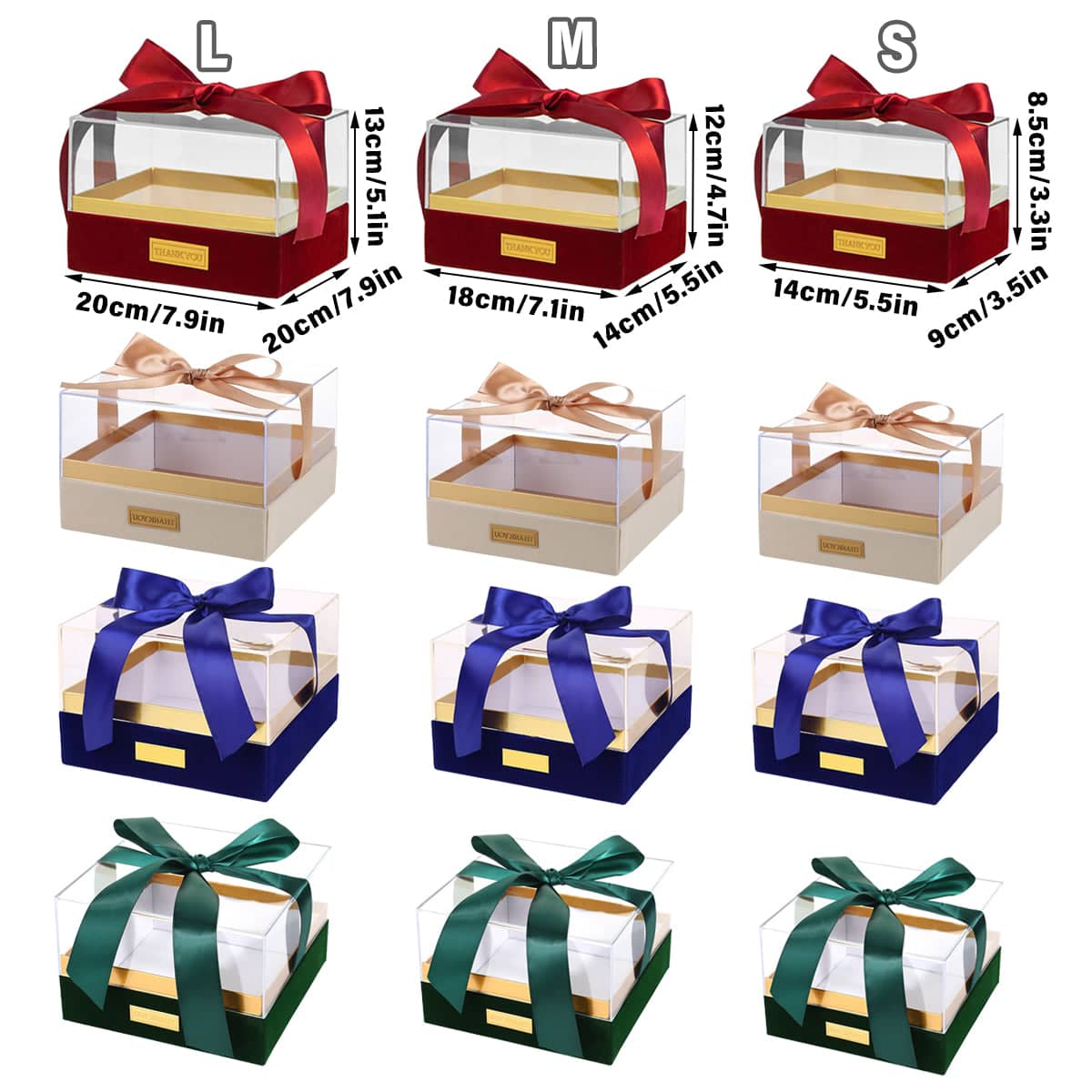 Clear Acrylic Gift Box with Ribbon - Navy Blue, Large (20 x 20 x 13 cm) - view 4