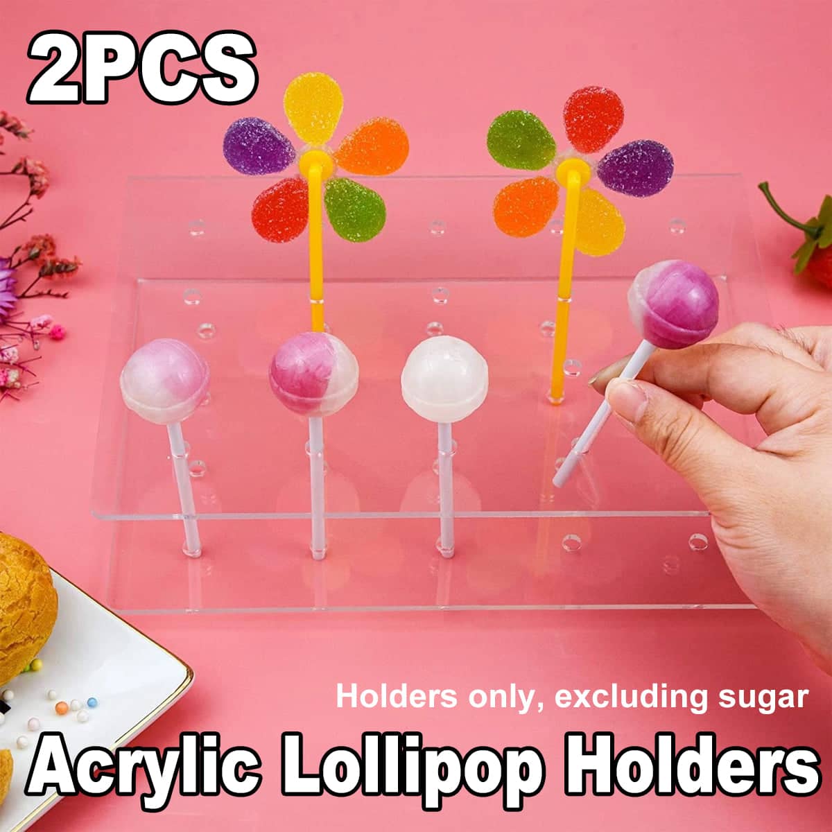 Clear Acrylic Lollipop Display Stand with 20 Holes, Pack of 2