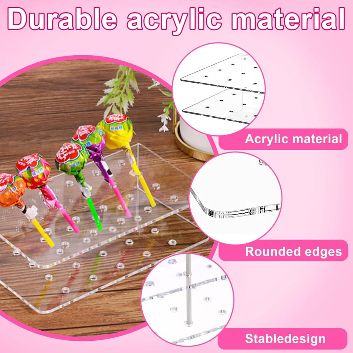 Clear Acrylic Lollipop Display Stand with 20 Holes, Pack of 2 - view 4