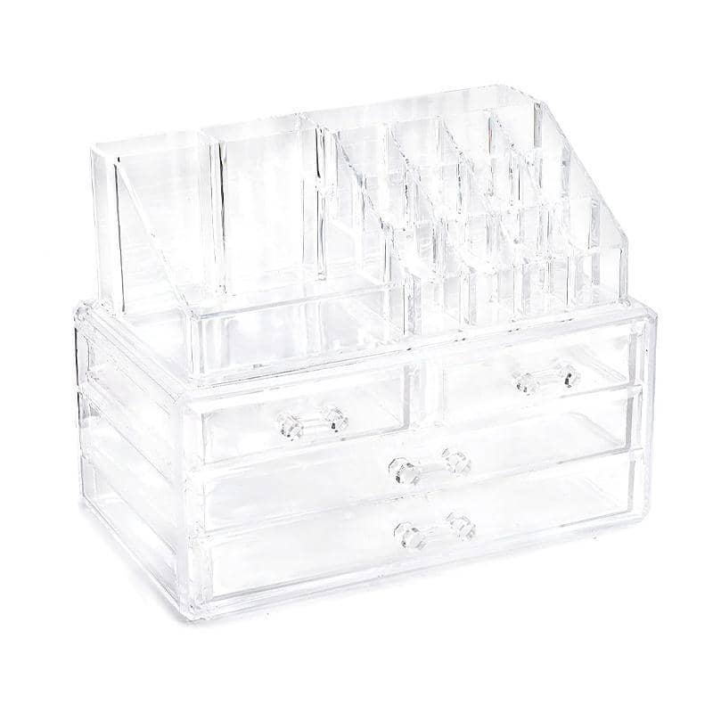 Clear Acrylic Makeup Organiser with 4 Drawers - Plain Clear Drawers