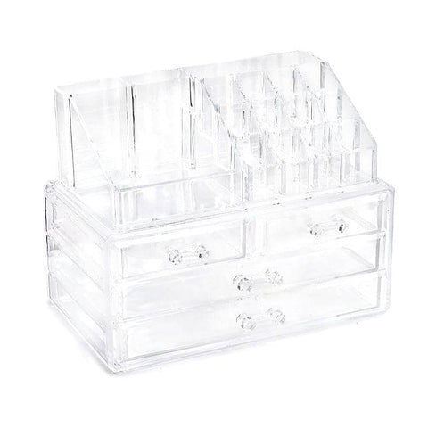 Clear Acrylic Makeup Organiser with 4 Drawers - Plain Clear Drawers