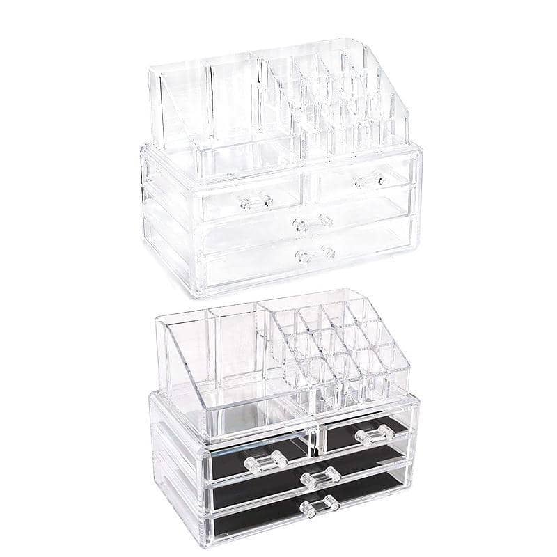 Clear Acrylic Makeup Organiser with 4 Drawers - Plain Clear Drawers - view 3
