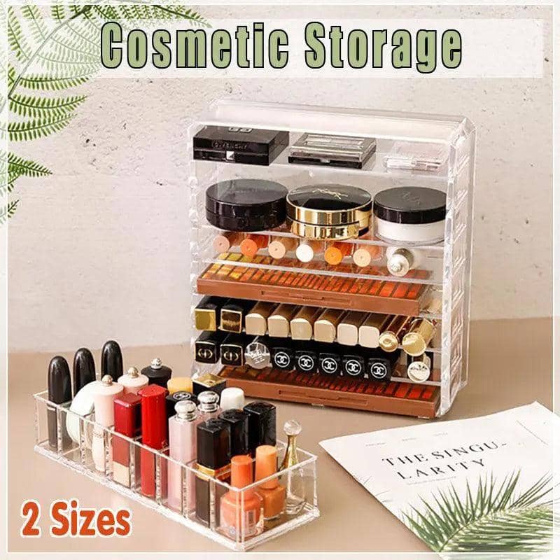 Clear Acrylic Makeup Organiser Box with Lipstick Storage - Small, 8 Grids - view 2