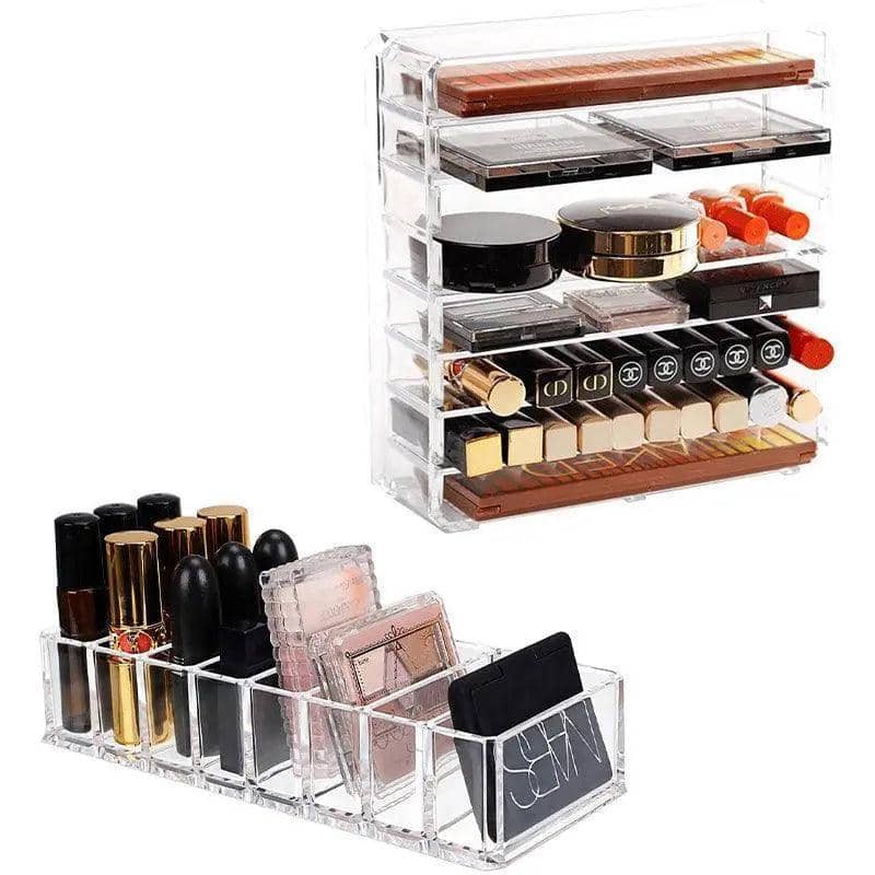 Clear Acrylic Makeup Organiser Box with Lipstick Storage - Small, 8 Grids - view 3