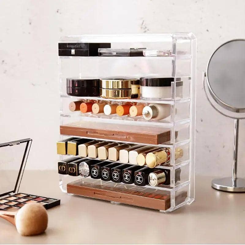 Clear Acrylic Makeup Organiser Box with Lipstick Storage - Small, 8 Grids - view 4