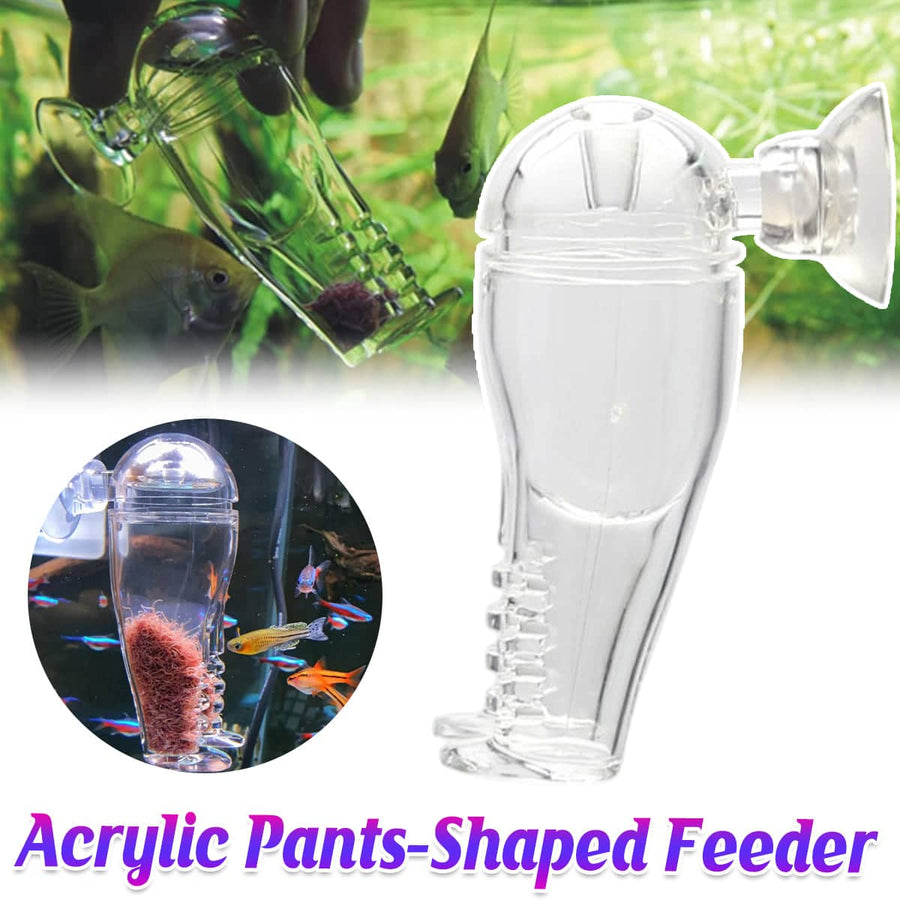 Clear Acrylic Pants-Shaped Fish Feeder, 3 x 7.5 cm for Aquariums