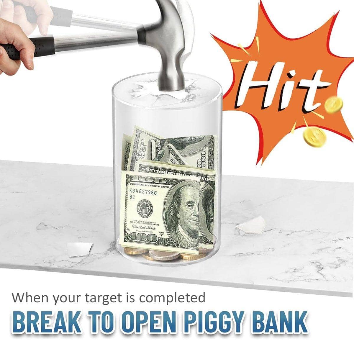 Clear Acrylic Piggy Bank Coin Savings Box - Medium (12 x 20 cm) - view 5