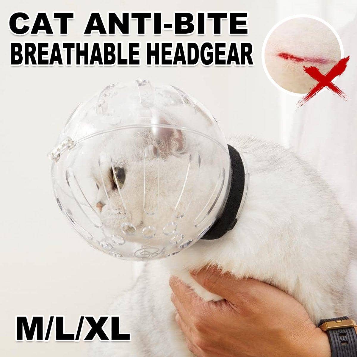 Clear Breathable Pet Headcover for Cats and Small Dogs - Size XL (Neck 27 to 31 cm) - view 2