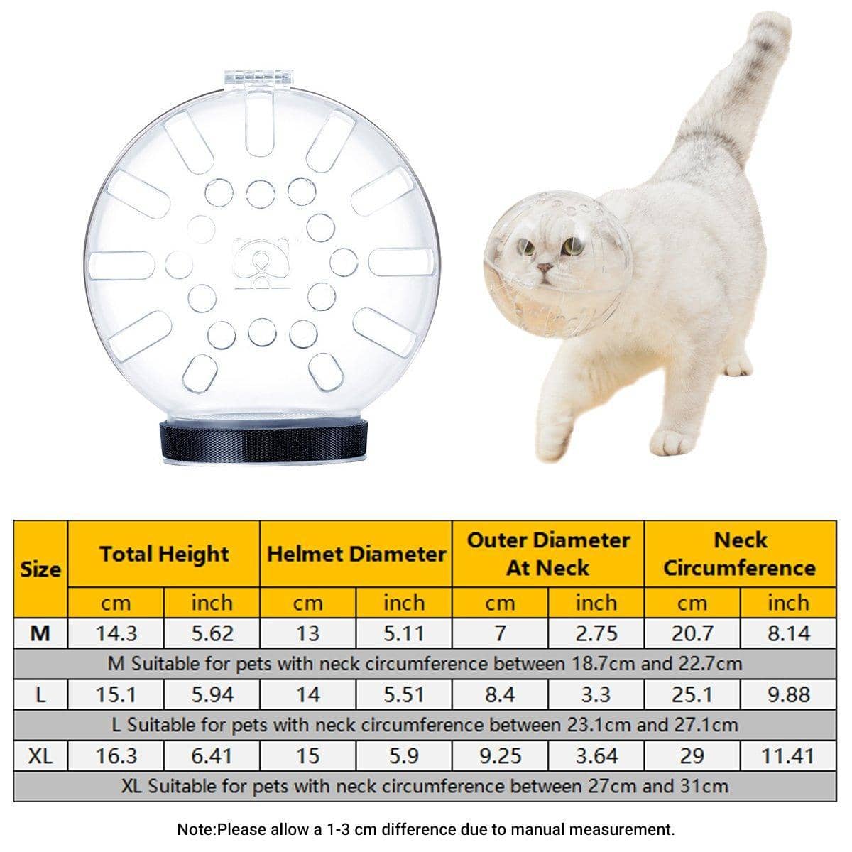 Clear Breathable Pet Headcover for Cats and Small Dogs - Size XL (Neck 27 to 31 cm) - view 4