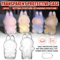 Clear Bunny-Shaped Toy Protective Case with Bead Chain - Sitting and Standing Set of 2