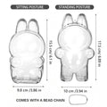 Clear Bunny-Shaped Toy Protective Case with Bead Chain - Sitting and Standing Set of 2 - view 3