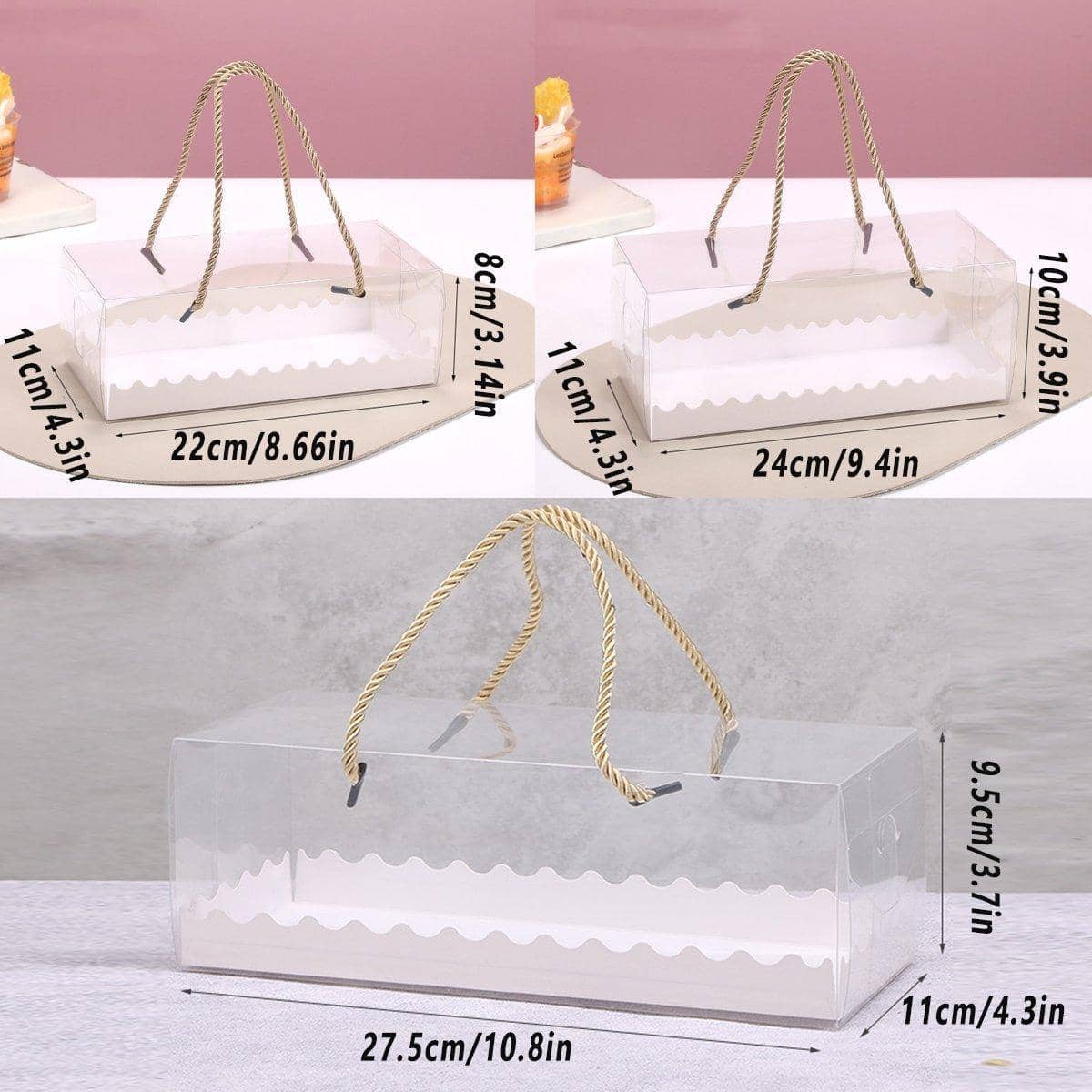Clear Cake and Pastry Packaging Boxes with Handles - 16 x 16 x 16 cm, Pack of 25 - view 5