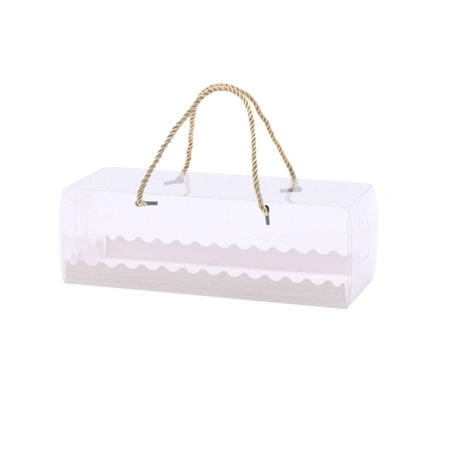 Clear Cake and Pastry Packaging Boxes with Handles - 27.5 x 11 x 9.5 cm, Pack of 25