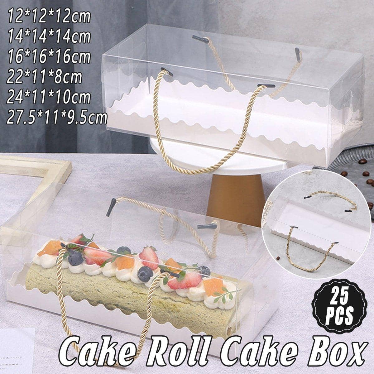 Clear Cake and Pastry Packaging Boxes with Handles - 27.5 x 11 x 9.5 cm, Pack of 25 - view 2