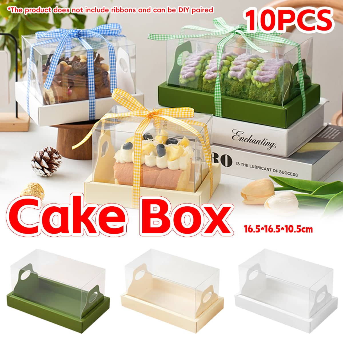 Clear Cake Boxes with Insert Tray, Pack of 10 - Beige - view 2