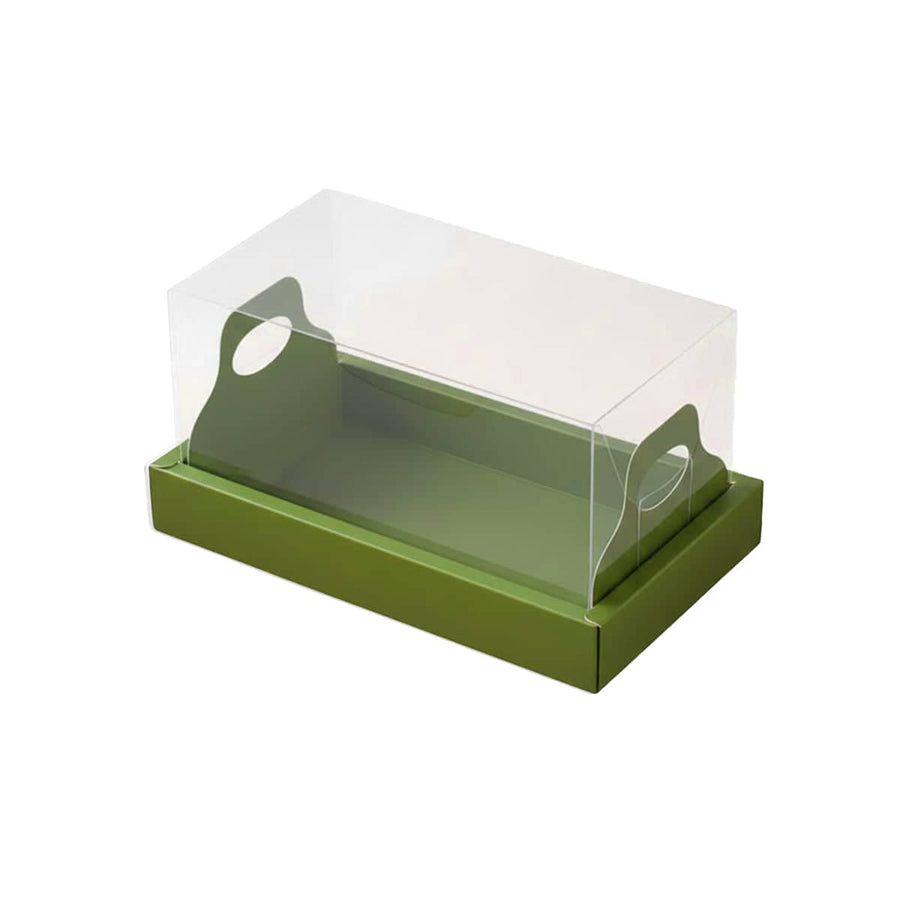 Clear Cake Boxes with Insert Tray, Pack of 10 - Green