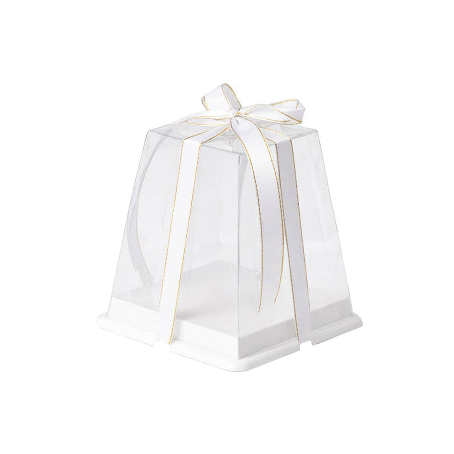 Clear Cake Gift Boxes with Ribbon - 12 x 12 x 11 cm, Pack of 10