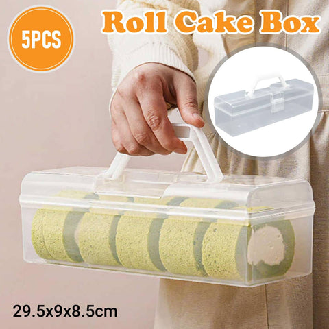 Clear Cake Roll Storage Box Set, Pack of 5 with Handle and Flip Latch Lid