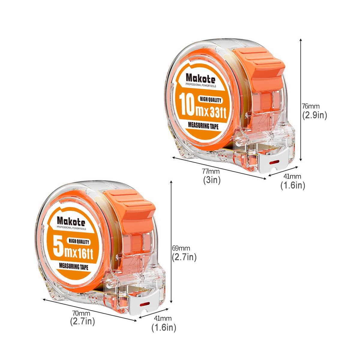 Clear Case Steel Tape Measure - 10 m (33 ft) - view 4
