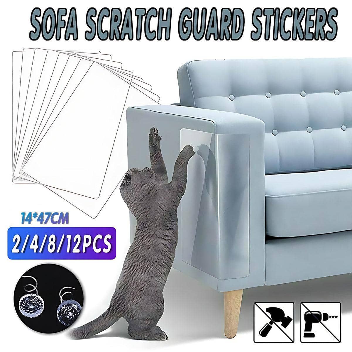 Clear Cat Scratch Guard Stickers for Sofas and Furniture, Pack of 2 - view 2