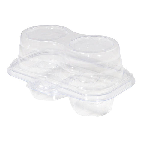 Clear Cupcake Packaging Box, Pack of 100 - Double (17.5 x 9.5 x 8.8 cm)