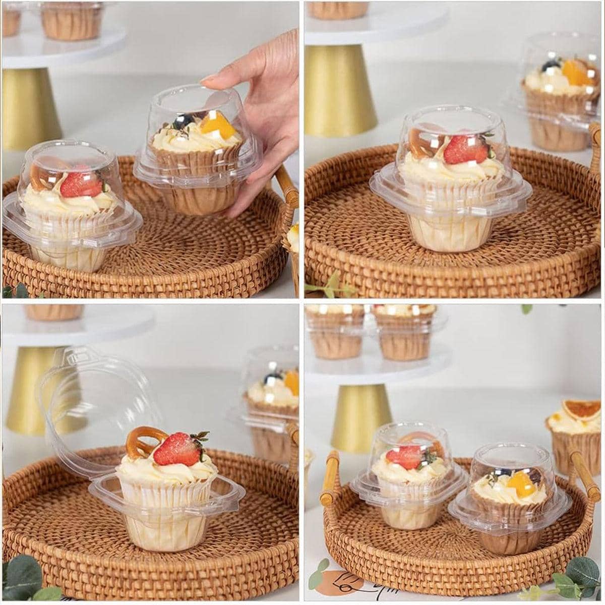 Clear Cupcake Packaging Box, Pack of 100 - Single (9.8 x 9.5 x 8.8 cm) - view 5