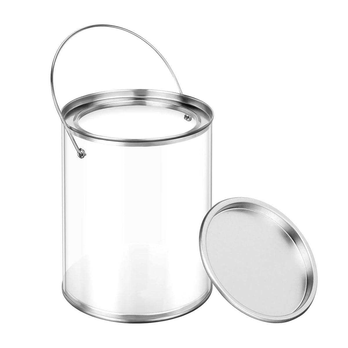 Clear Cylinder Candy Jars with Iron Lid and Handle, Pack of 10 - 10 x 10 x 12.5 cm