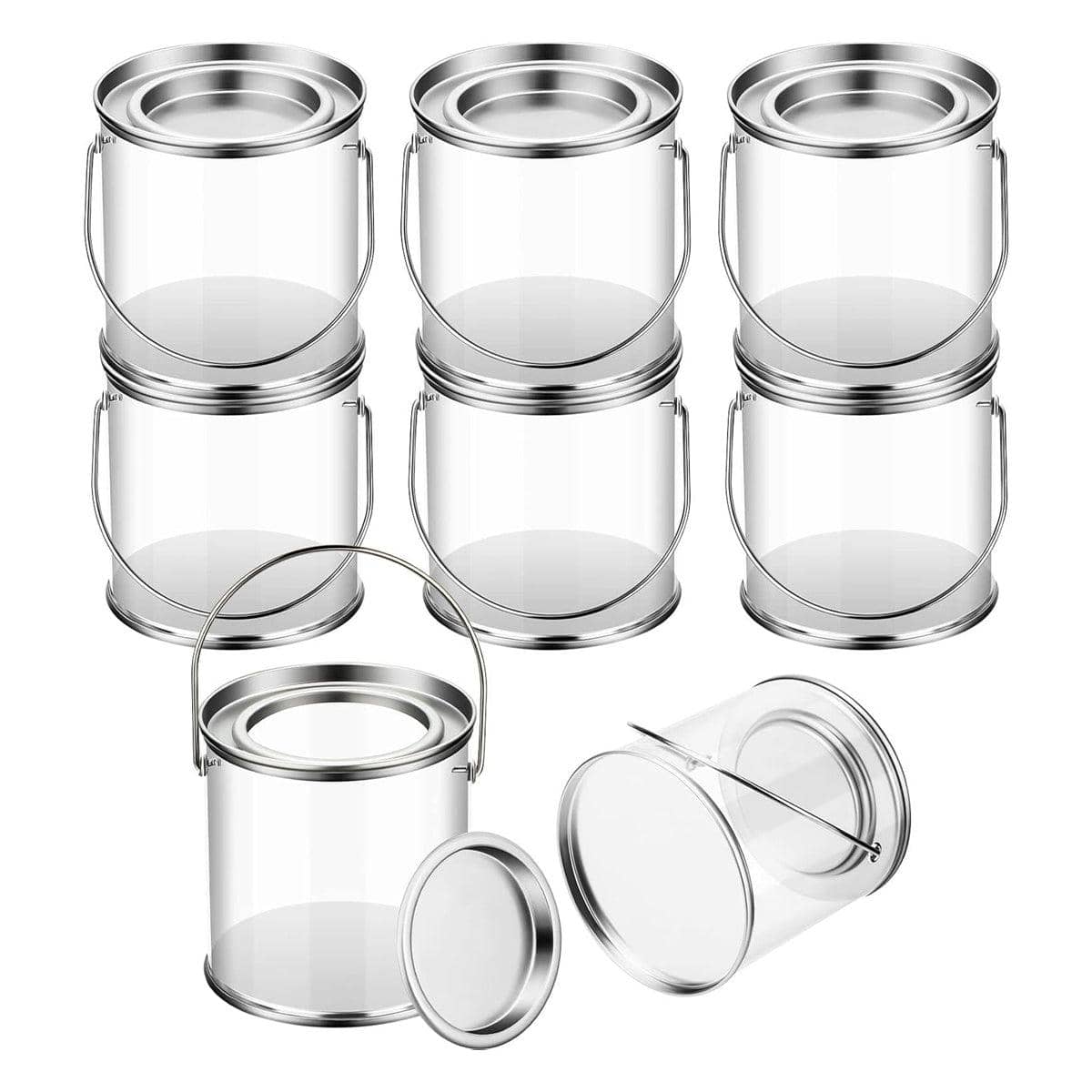 Clear Cylinder Candy Jars with Iron Lid and Handle, Pack of 10 - 7.5 x 7.5 x 7.8 cm - view 3