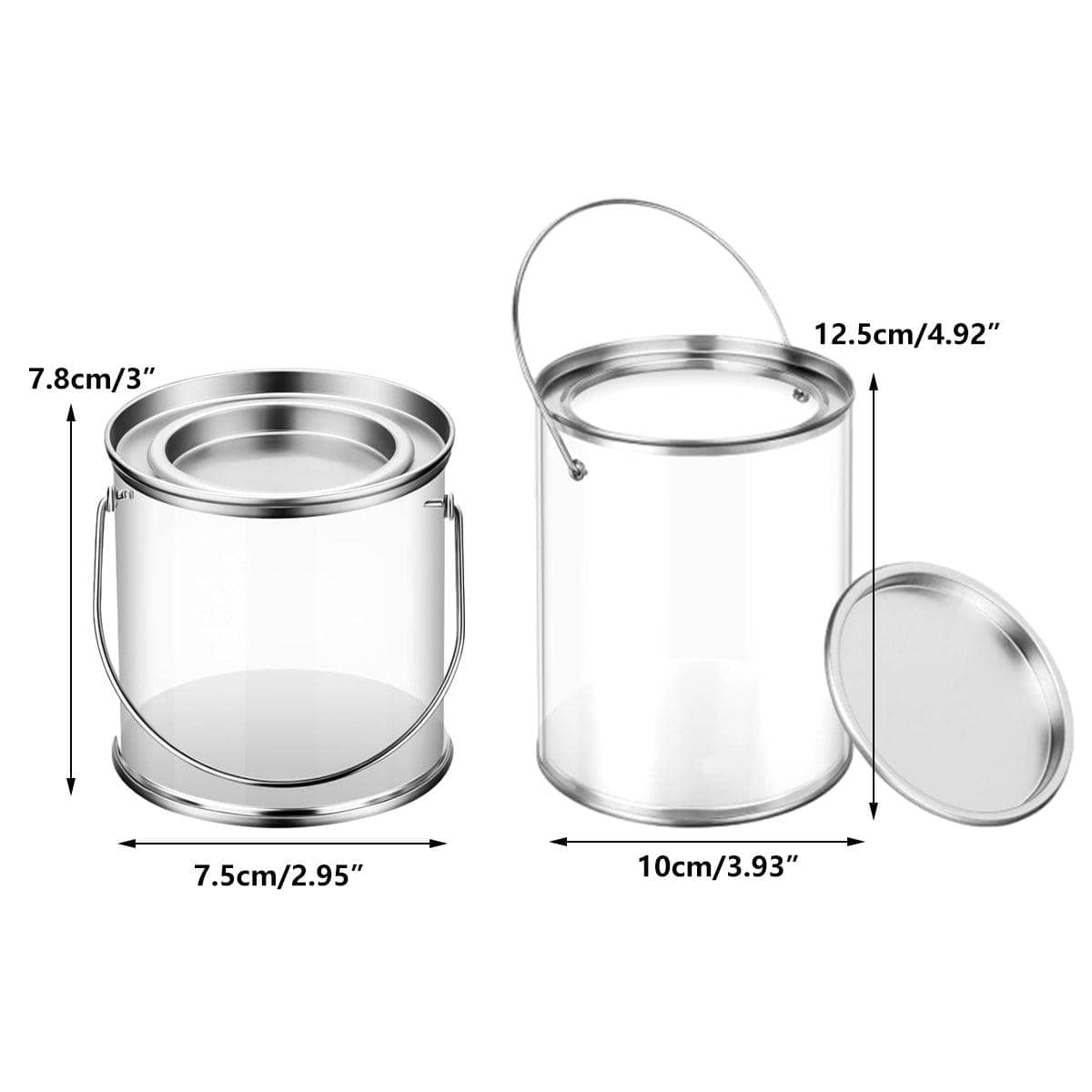 Clear Cylinder Candy Jars with Iron Lid and Handle, Pack of 10 - 7.5 x 7.5 x 7.8 cm - view 4