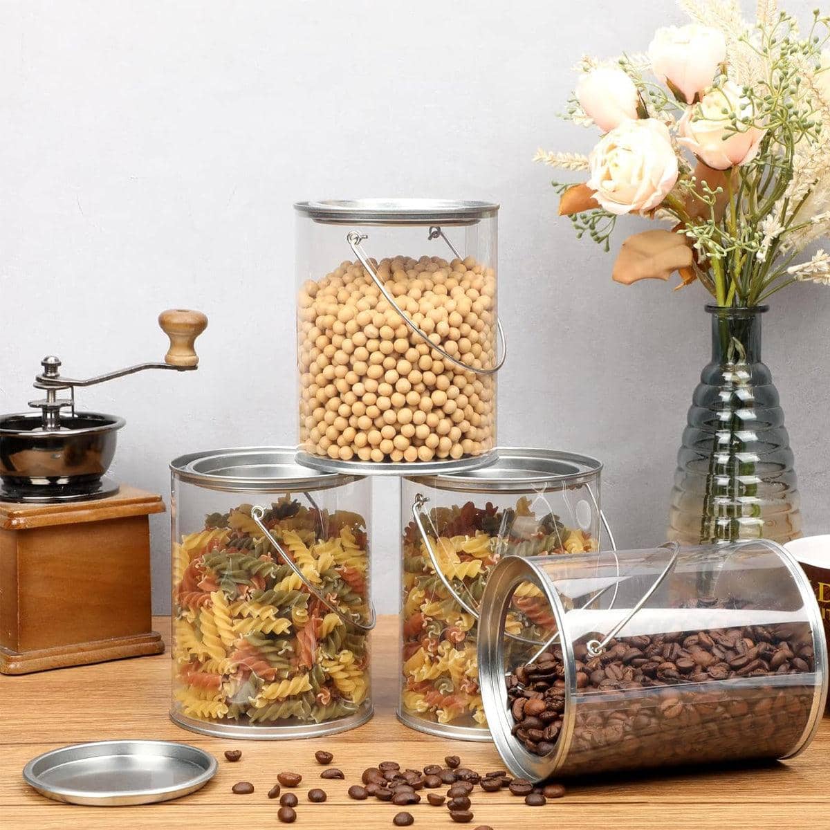 Clear Cylinder Candy Jars with Iron Lid and Handle, Pack of 10 - 7.5 x 7.5 x 7.8 cm - view 5