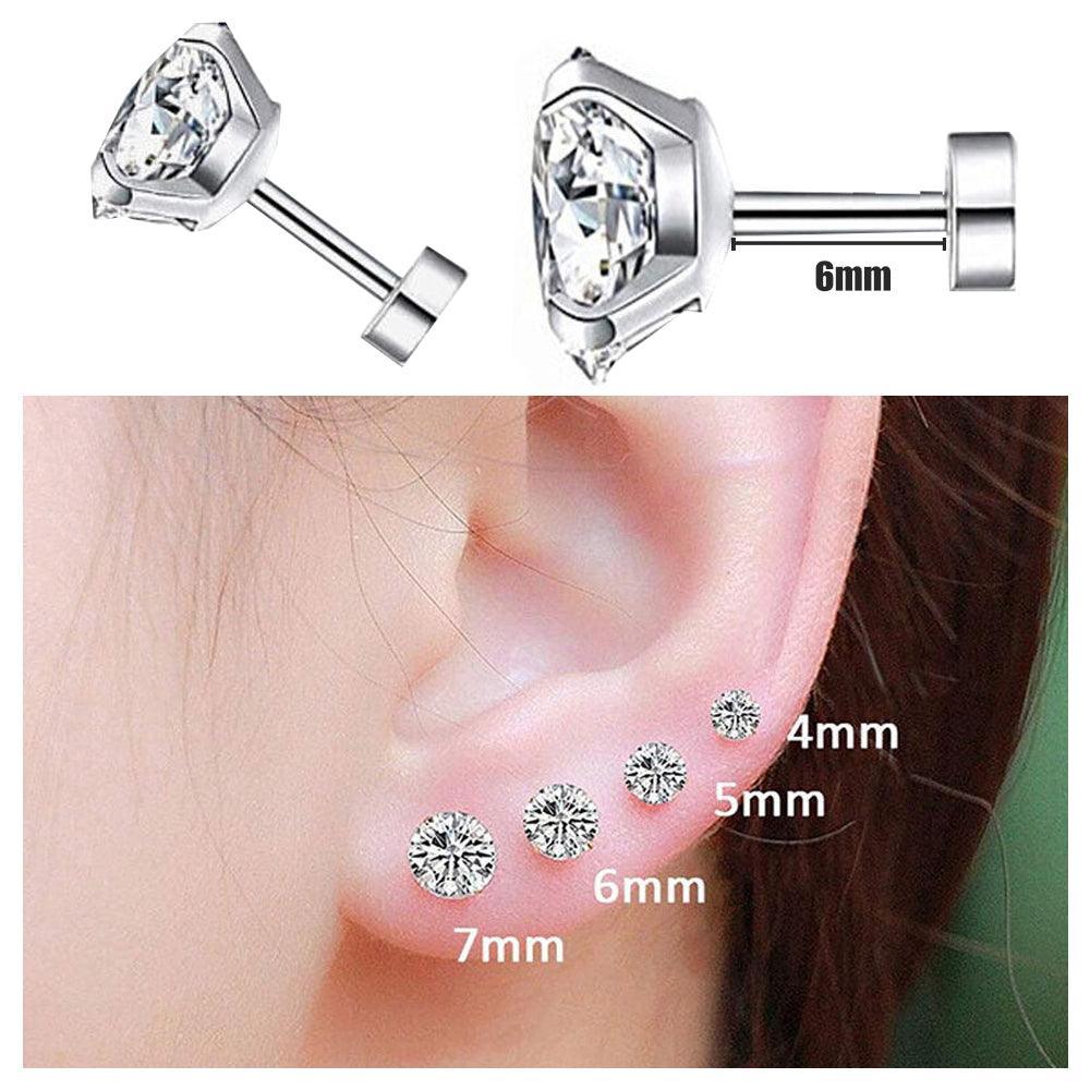 Clear CZ Surgical Steel Stud Earrings - 7 mm, 1 Pair - view 12
