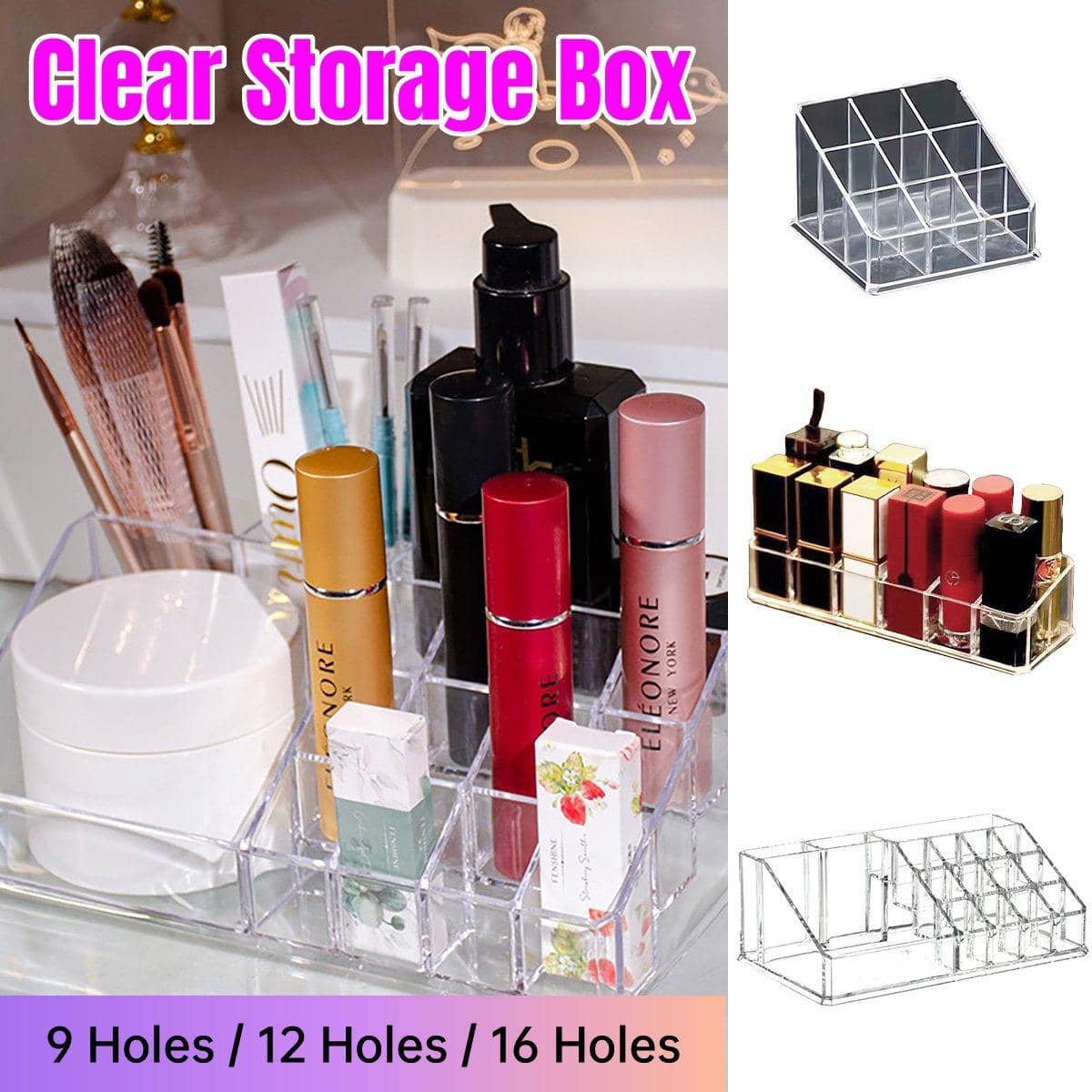 Clear Desktop Storage Organiser Box - 12 Grids - view 2